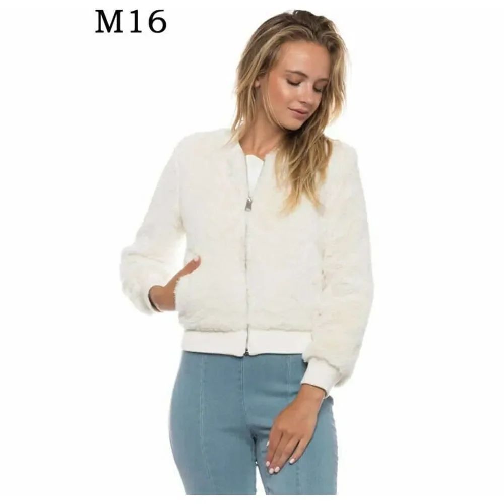 Iris White fuzzy zip up